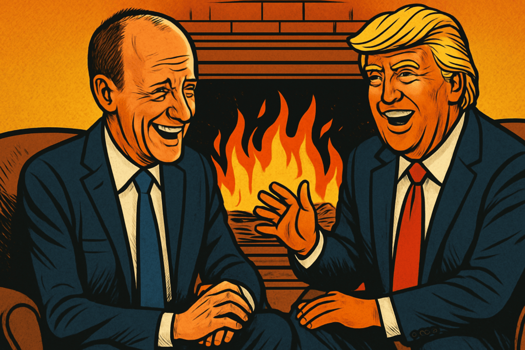 Kaminabend mit Kanzler-Merz – oder: Wenn Trump redet, hört Deutschland zu (weil’s muss)