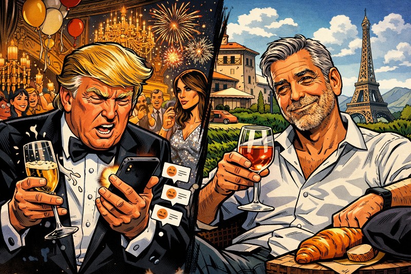 Silvester in Mar-a-Lago: Wie Donald Trump sich selbst feierte, Clooney vergaß und das neue Jahr mit einem Post beleidigte